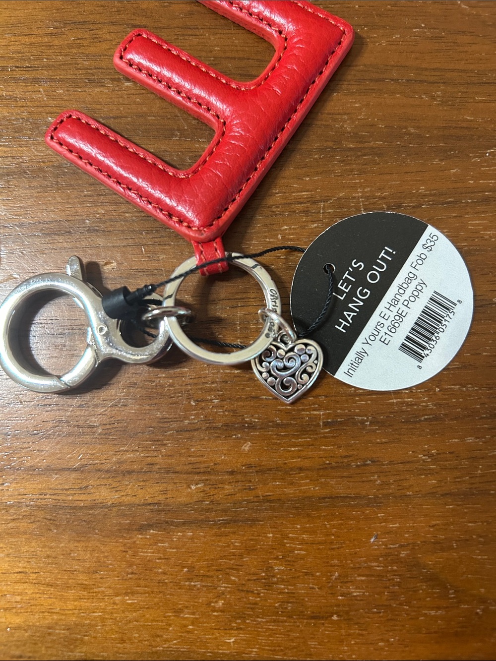 Brighton Red and Pink Letter E Bag Charm - Picture 4 of 6